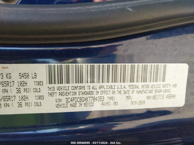 Dodge JOURNEY SE 2019 3C4PDCBGXKT784353 Image 9