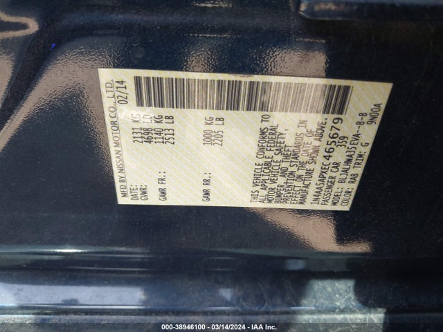 Nissan Maxima 3.5 Sv 2014 1N4AA5APXEC465679 Image 9