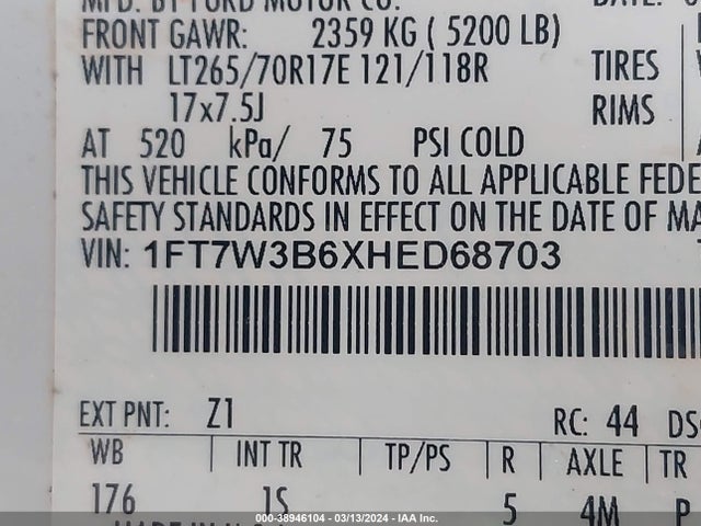 Ford F-350 Xl 2017 1FT7W3B6XHED68703 Image 9