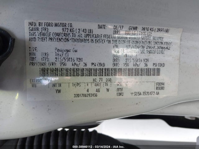 Ford FOCUS SE 2017 1FADP3F29HL308842 Image 9