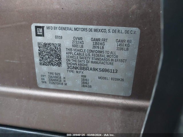 Chevrolet Blazer 2019 3GNKBBRA9KS696113 Image 9