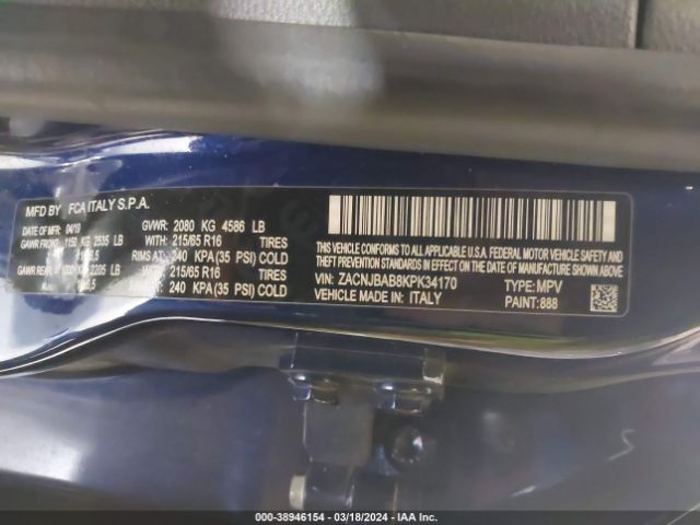 ZACNJBAB8KPK34170 Jeep Renegade Sport 4x4