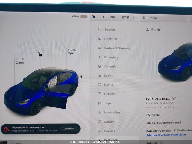 5YJYGDEE1MF078093 Tesla Model Y Long Range Dual Motor All-wheel Drive