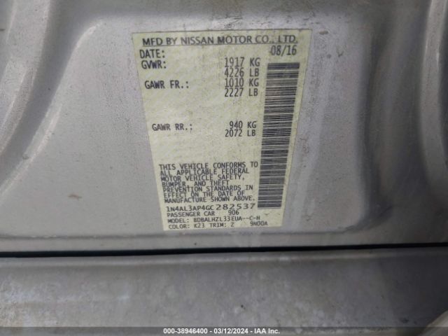 1N4AL3AP4GC282537 Nissan Altima 2.5 Sr