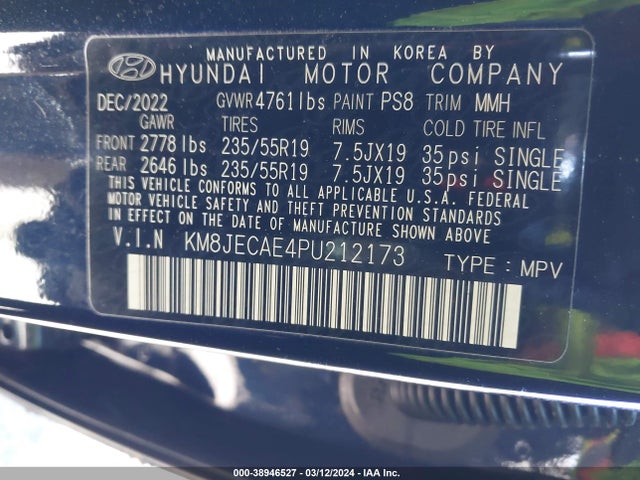 Hyundai Tucson Limited 2023 KM8JECAE4PU212173 Image 9