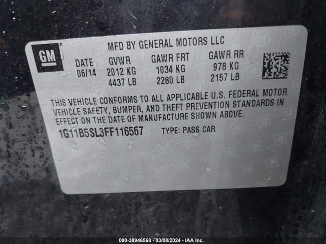 Chevrolet MALIBU LS 2015 1G11B5SL3FF116567 Image 9