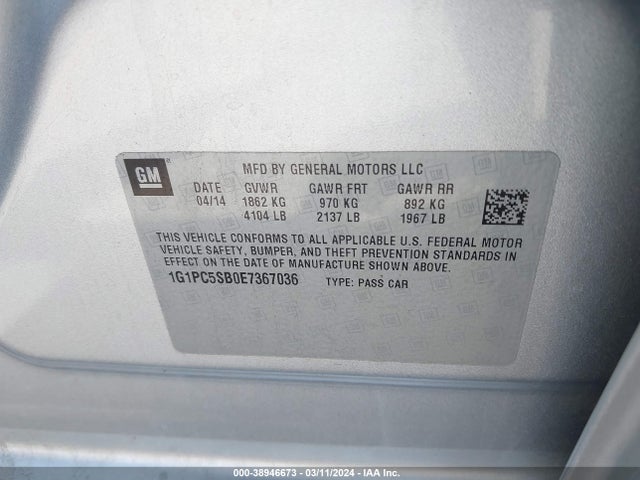 Chevrolet Cruze 1lt Auto 2014 1G1PC5SB0E7367036 Image 9
