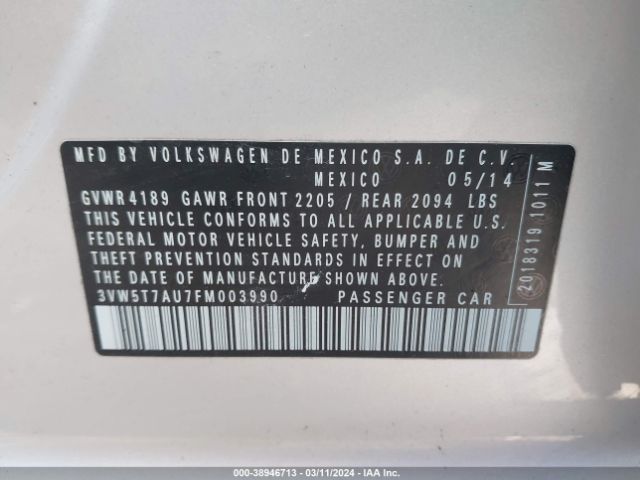 3VW5T7AU7FM003990 Volkswagen Golf Gti 2.0t S 4-door