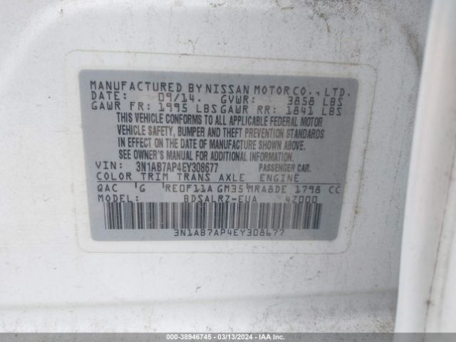 3N1AB7AP4EY308677 Nissan SENTRA SR