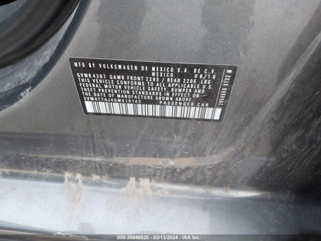 3VW4T7AJ4GM419143 Volkswagen Jetta 2.0t Gli Sel