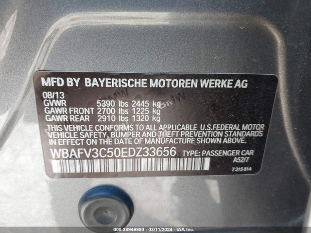 BMW 535d Xdrive 2014 WBAFV3C50EDZ33656 Image 9