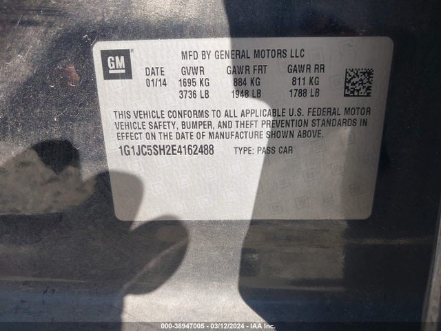 Chevrolet Sonic Lt Auto 2014 1G1JC5SH2E4162488 Image 9