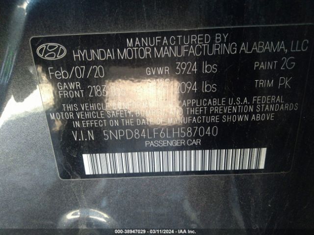 5NPD84LF6LH587040 Hyundai Elantra Value Edition