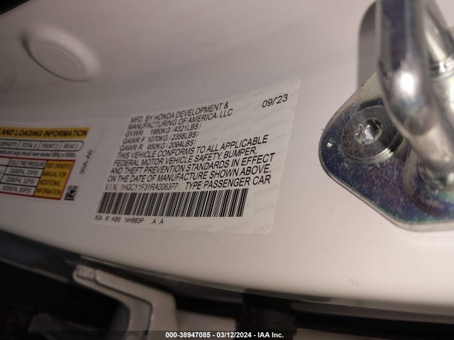 Honda ACCORD EX 2024 1HGCY1F31RA006377 Image 9
