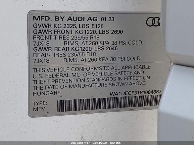 WA1DECF31P1084687 Audi Q3 Premium 45 Tfsi S Line Quattro Tiptronic