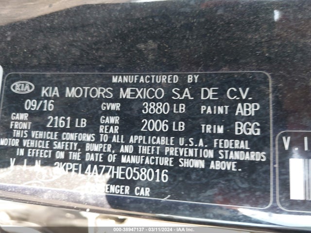 KIA FORTE LX 2017 3KPFL4A77HE058016 Image 9