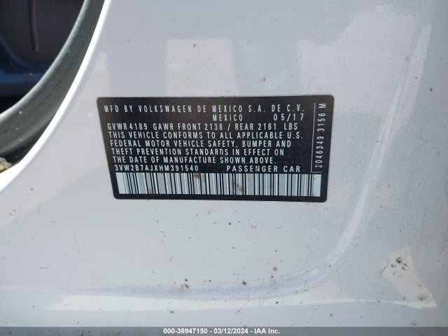 3VW2B7AJXHM391540 Volkswagen Jetta 1.4t S