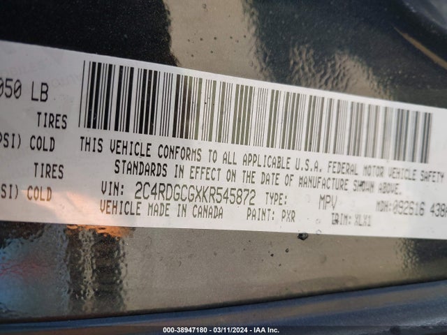 Dodge Grand Caravan Sxt 2019 2C4RDGCGXKR545872 Image 9