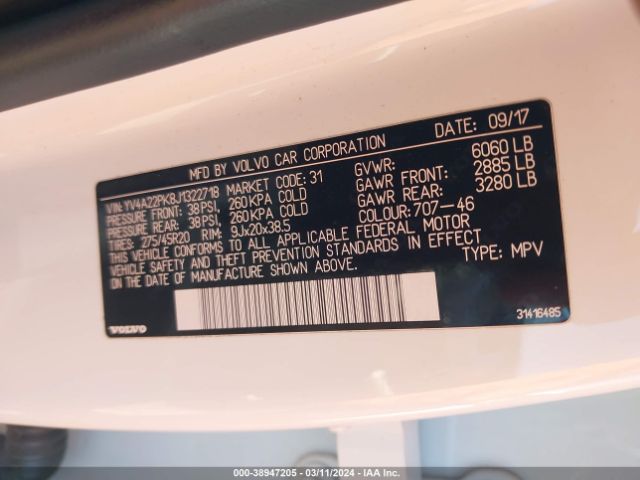 YV4A22PK8J1322718 Volvo Xc90 T6 Momentum