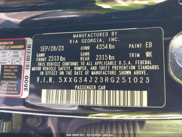 KIA K5 EX 2024 5XXG34J23RG251023 Image 9