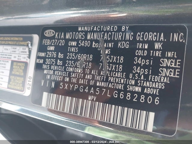 KIA Sorento 3.3l Lx 2020 5XYPG4A57LG682806 Image 9