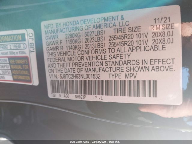 5J8TC2H63NL001532 Acura Rdx A-spec Package