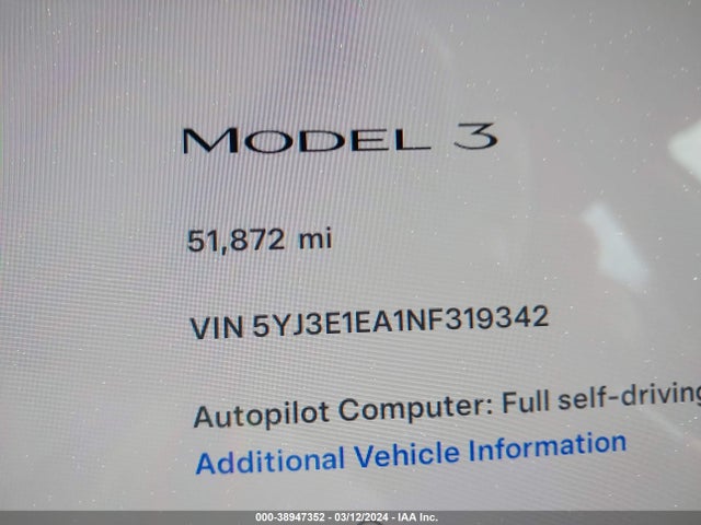 2022 TESLA MODEL 3 5YJ3E1EA1NF319342 Photo 6