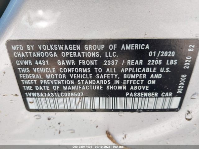 1VWSA7A31LC009507 Volkswagen Passat 2.0t Se