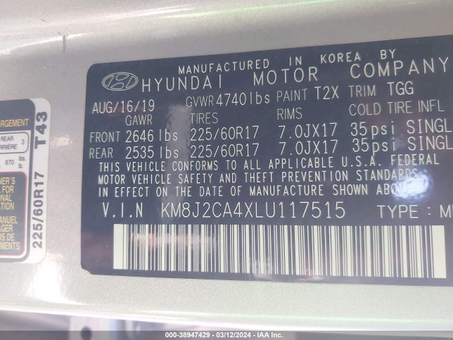 Hyundai TUCSON SE 2020 KM8J2CA4XLU117515 Image 9