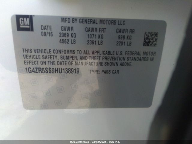 1G4ZR5SS9HU138919 Buick Lacrosse Premium