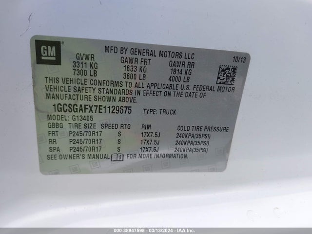 Chevrolet Express 1500 Work Van 2014 1GCSGAFX7E1129675 Image 9