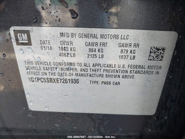 Chevrolet Cruze 1lt Auto 2014 1G1PC5SBXE7261936 Image 9