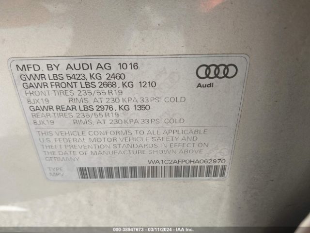 2017 AUDI Q5 WA1C2AFP0HA062970 Photo 8
