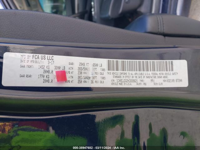 1C4RDJDG2HC839621 Dodge Durango Gt Awd