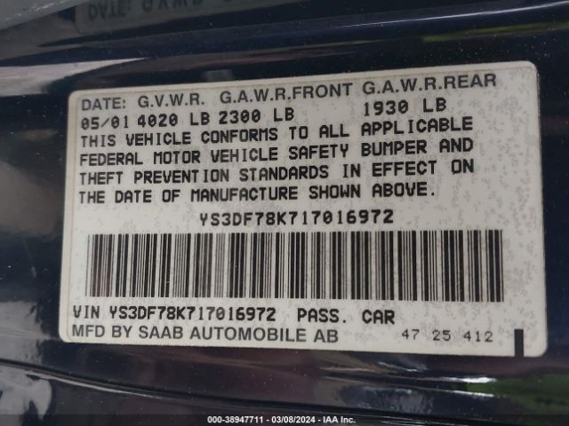 2001 SAAB 9-3 YS3DF78K717016972 Photo 8