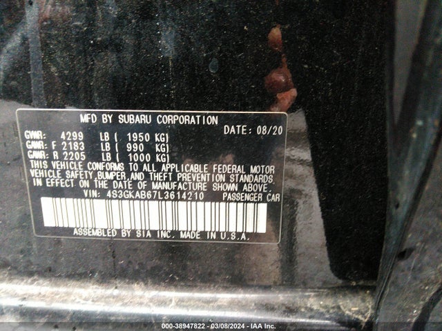 Subaru IMPREZA SEDAN 2020 4S3GKAB67L3614210 Image 9