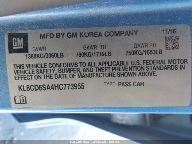 Chevrolet Spark 1lt Cvt 2017 KL8CD6SA4HC773955 Image 9