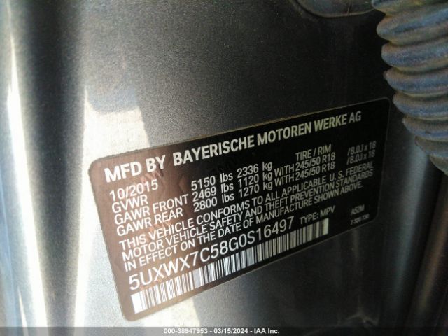 5UXWX7C58G0S16497 BMW X3 Xdrive35i