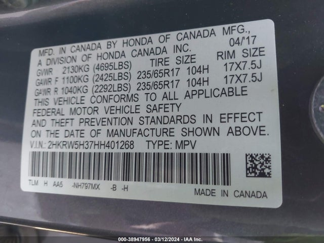 Honda CR-V LX 2017 2HKRW5H37HH401268 Image 9