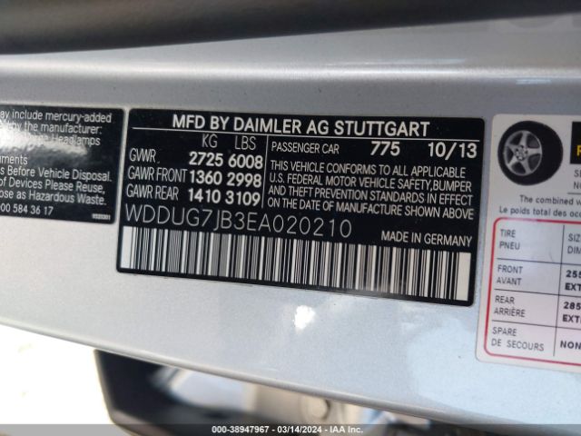 WDDUG7JB3EA020210 Mercedes-Benz S 63 Amg 4matic