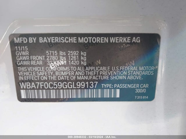 BMW 750i 2016 WBA7F0C59GGL99137 Image 9