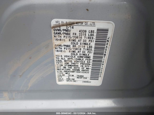 Nissan Rogue Select S 2014 JN8AS5MT1EW102920 Image 9