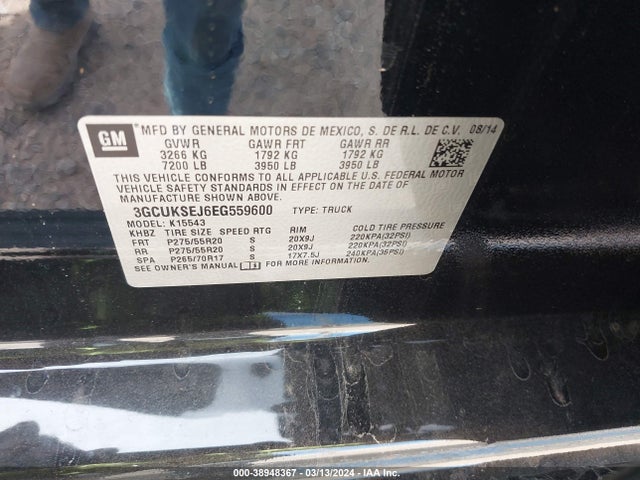 Chevrolet Silverado 1500 1lz 2014 3GCUKSEJ6EG559600 Image 9