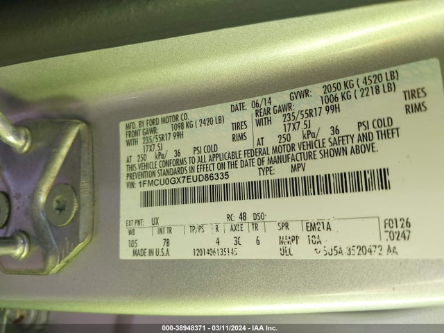 Ford ESCAPE SE 2014 1FMCU0GX7EUD86335 Image 9