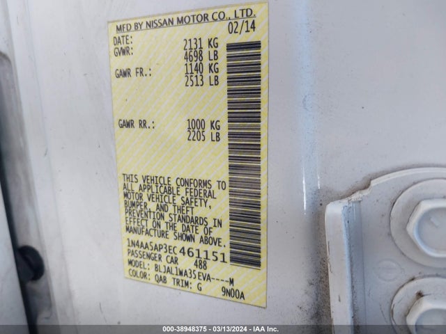 Nissan Maxima 3.5 Sv 2014 1N4AA5AP3EC461151 Image 9