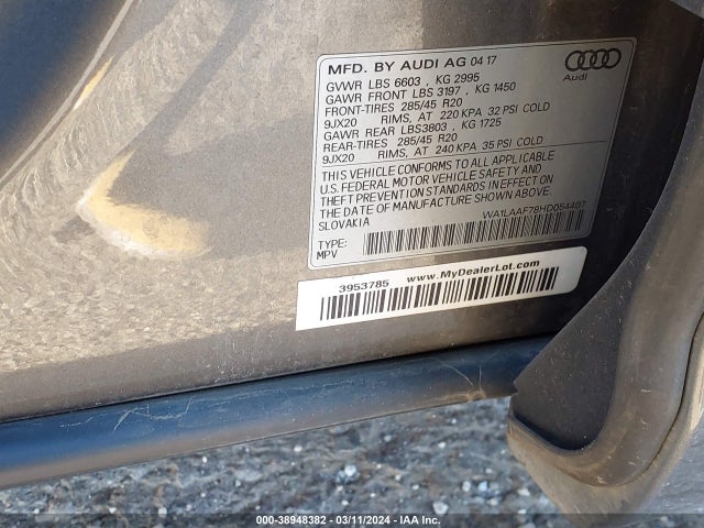 Audi Q7 3.0t Premium 2017 WA1LAAF78HD054407 Image 9