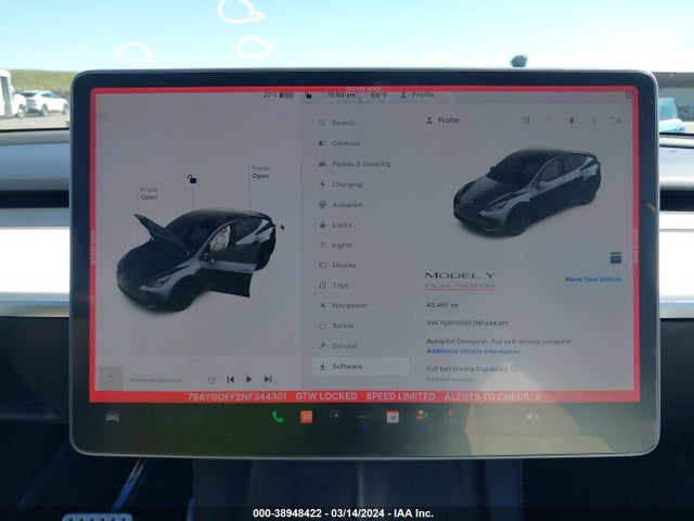 7SAYGDEF2NF344301 Tesla Model Y Performance Dual Motor All-wheel Drive