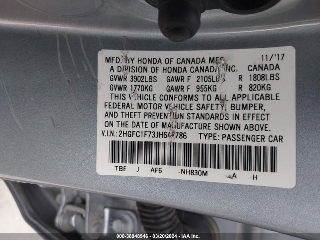Honda Civic Ex-l 2018 2HGFC1F73JH642786 Image 9