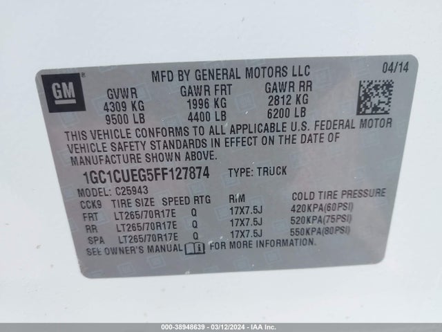 Chevrolet Silverado 2500hd Wt 2015 1GC1CUEG5FF127874 Image 8