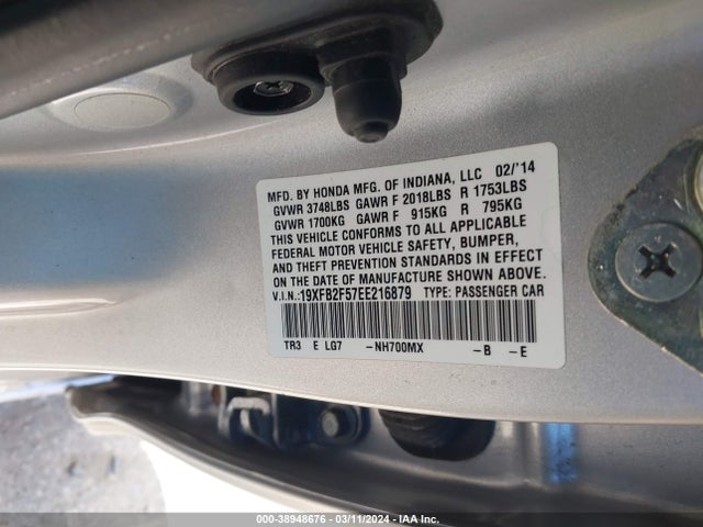 Honda Civic Lx 2014 19XFB2F57EE216879 Image 9